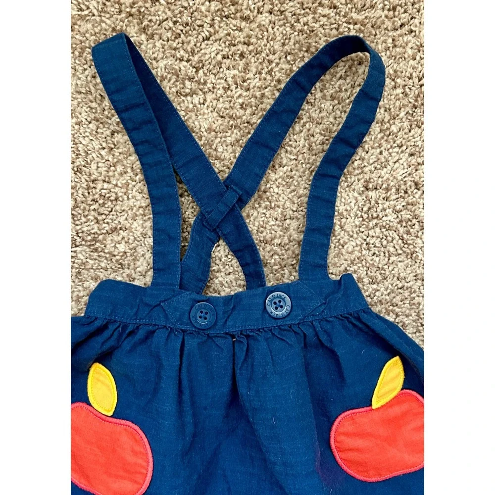 Cat & Jack‎ Baby Girl Farm Bodysuit and Apple Suspender Skirt Set 18M Navy Cream